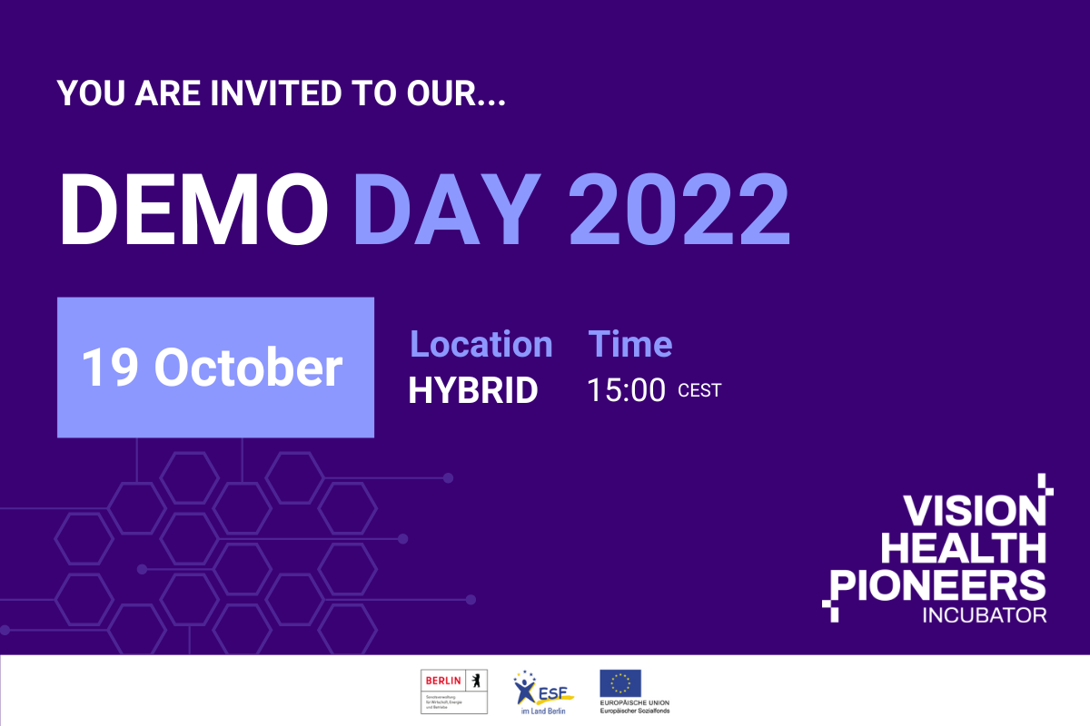 vision health pioneers incubator demo day 2022 - October 19, healthcare startups pitch innovation digital care