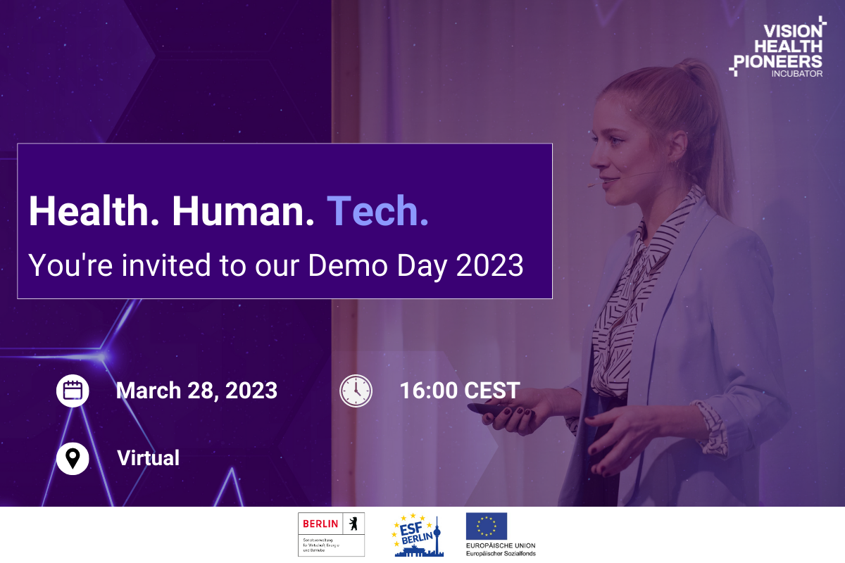 You're invited to Demo Day 2023 - Health.Human. Tech. Virtual on march 28, 2023